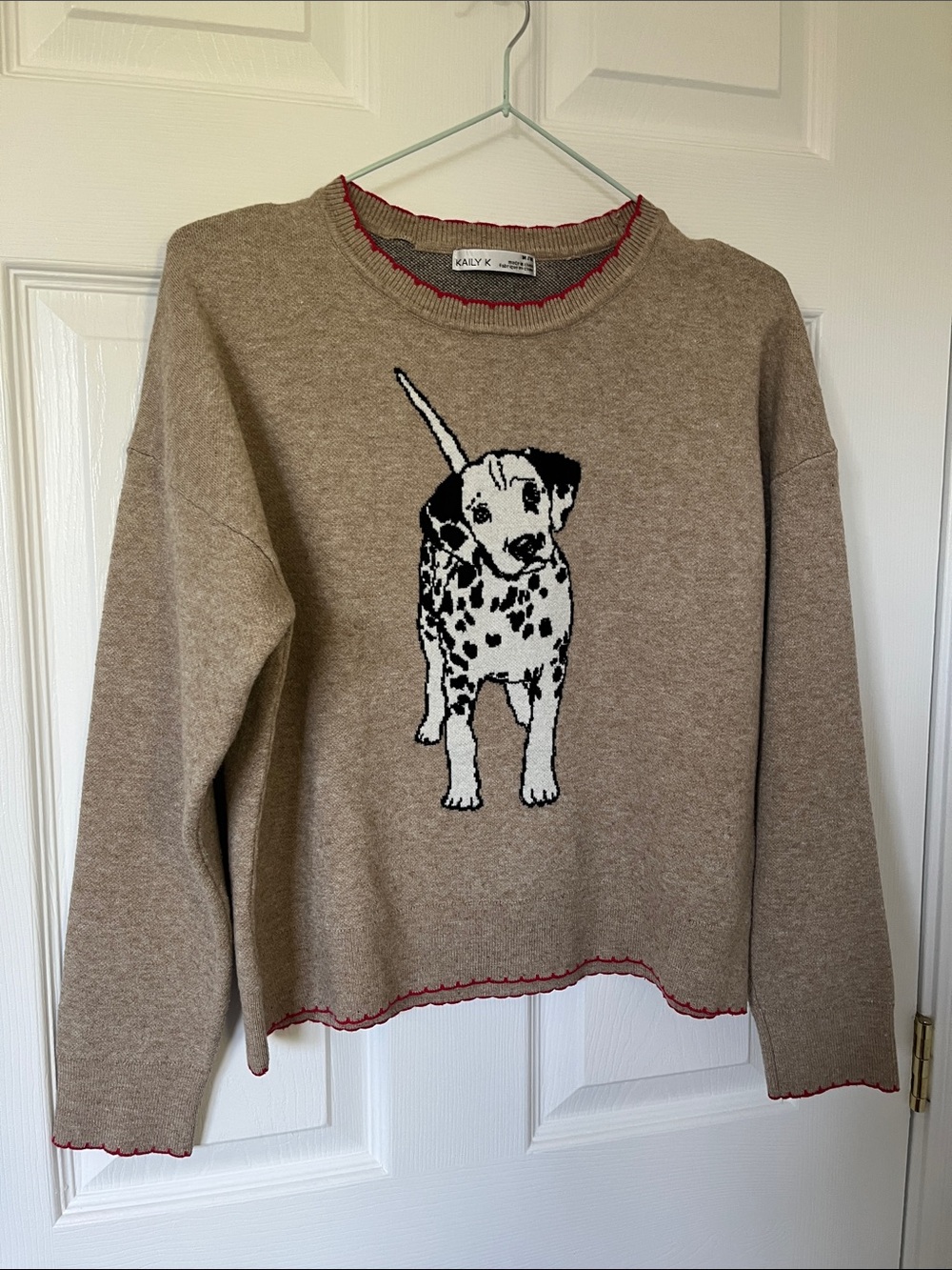 Women Dalmatian Crewneck Sweater - Taupe
